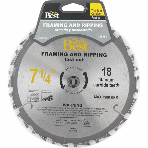 All-Source Professional 7-1/4 In. 18-Tooth Ripping Circular Saw Blade 415731DB